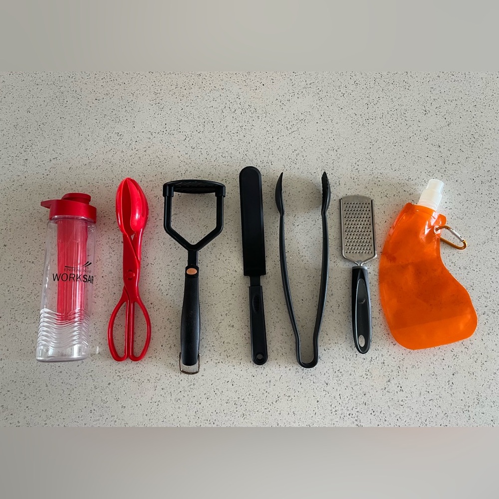 Kitchen Utensil Set in Red, Black, and Orange